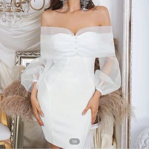 Off The Shoulder Mesh Dress